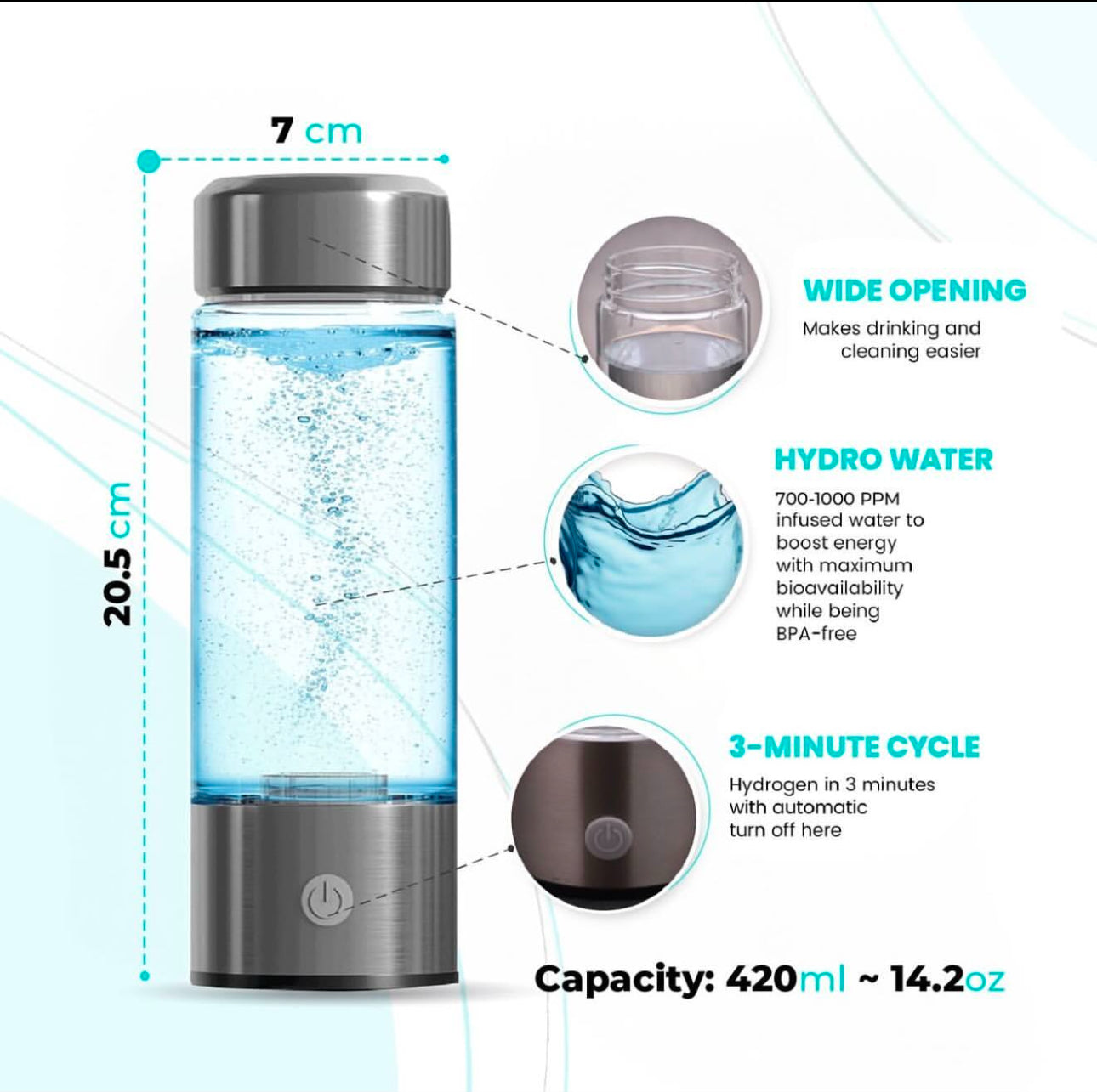 IONIZED HYDROGEN WATER BOTTLE