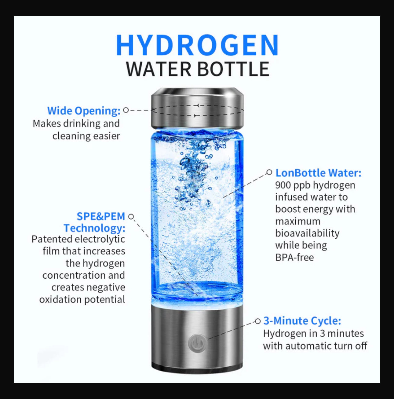 IONIZED HYDROGEN WATER BOTTLE